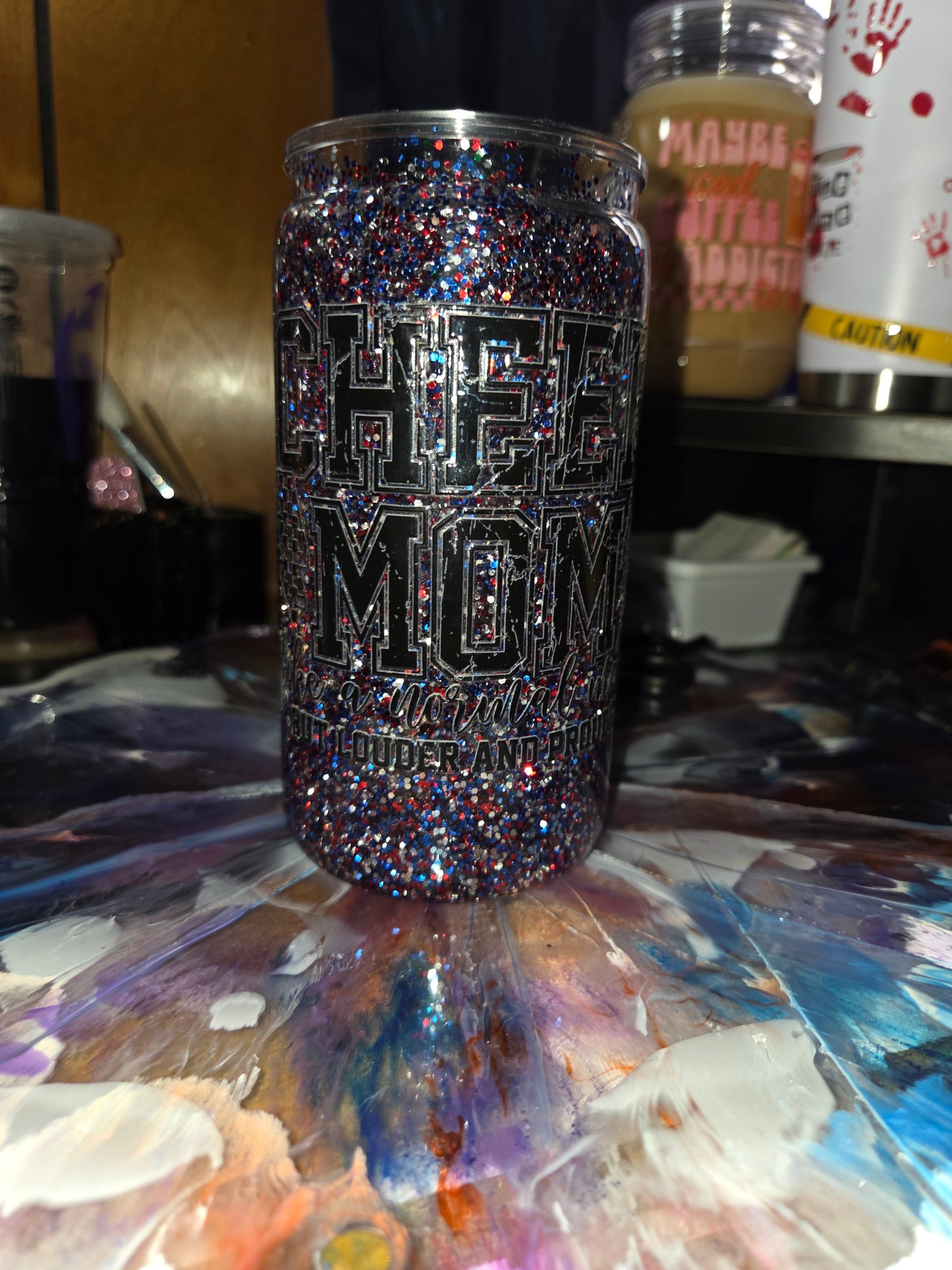 Premade cheer mom cup